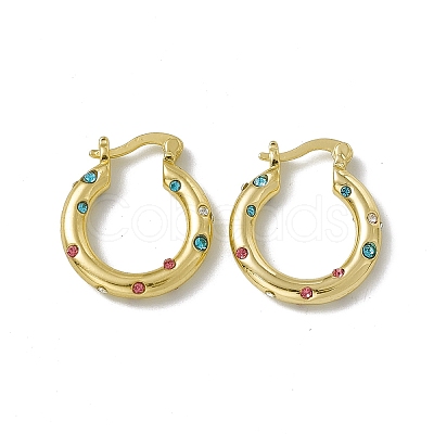 Colorful Cubic Zirconia Huggie Hoop Earrings EJEW-F294-15G-1