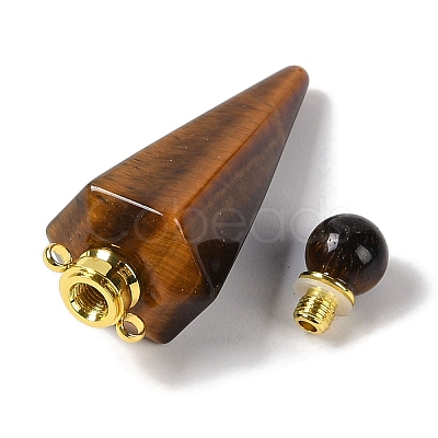 Natural Tiger Eye Faceted Cone Openable Perfume Bottle Big Pendants G-L524-18G-08-1