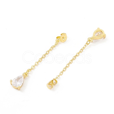 Rack Plating Brass Micro Pave Clear Cubic Zirconia Friction Ear Nut EJEW-I266-04G-1