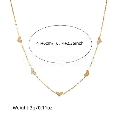 Heart Stainless Steel & Natural Shell Necklaces & Stud Earrings & Bracelets Sets FS-WGB84F7-01-1