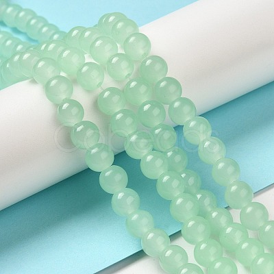 Baking Paint Imitation Jade Glass Round Bead Strands X1-DGLA-Q021-8mm-22-1