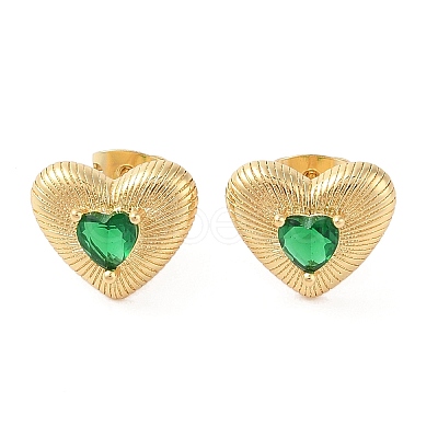 Rack Plating Brass with Cubic Zirconia Stud Earrings for Women EJEW-G394-05G-1