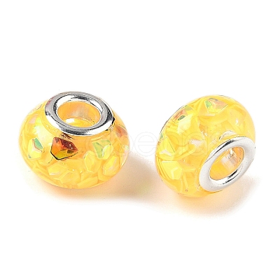 Transparent Resin Rondelle European Beads RESI-S023-25-1