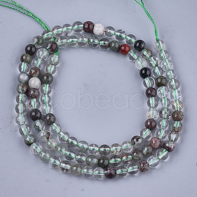 Natural Green Lodolite Quartz/Garden Quartz Beads Strands G-S333-6mm-036-1