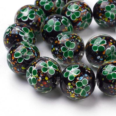 Handmade Inner Flower Lampwork Beads Strands LAMP-L072-D03-1