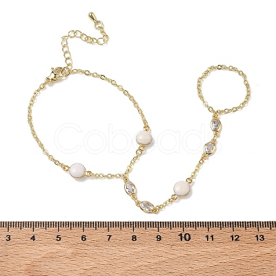 Brass Micro Pave Clear Cubic Zirconia Mittens Bracelets for Women BJEW-C156-02G-1