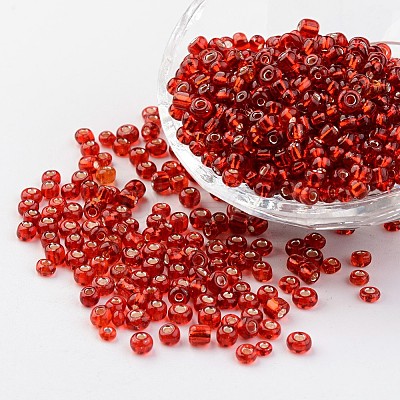 6/0 Round Silver Lined Round Hole Glass Seed Beads X-SEED-A005-4mm-25-1