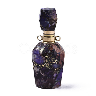 Assembled Synthetic Pyrite and Imperial Jasper Openable Perfume Bottle Pendants G-R481-15D-1