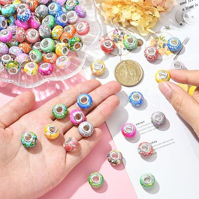 100Pcs 10 Colors Opaque Resin European Beads RPDL-CJ0001-07-1