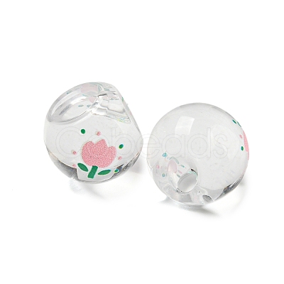 Transparent Printed Acrylic Beads OACR-H124-08-1