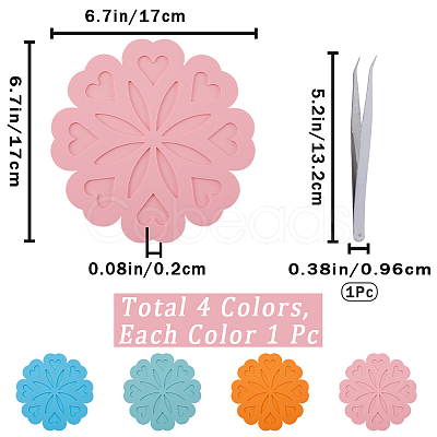 4Pcs 4 Colors Silicone Placemats AJEW-GF0008-27-1