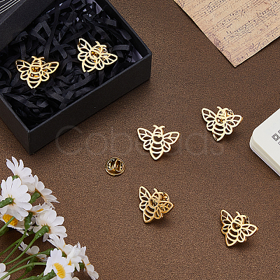 6Pcs Bees 304 Stainless Steel Lapel Pin Backs for Backpack Clothes JEWB-FH0003-11G-1