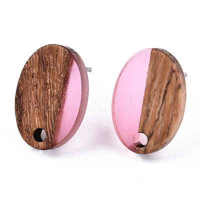 Resin & Walnut Wood Stud Earring Findings MAK-N032-004A-A04-1