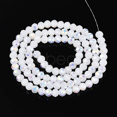 AB Color Plated Opaque Glass Rondelle Beads Strands EGLA-T029-4mm-09B-1