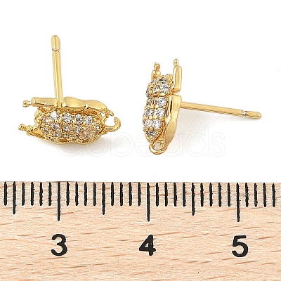 Brass Micro Pave Clear Cubic Zirconia Stud Earrings EJEW-R016-26G-07-1