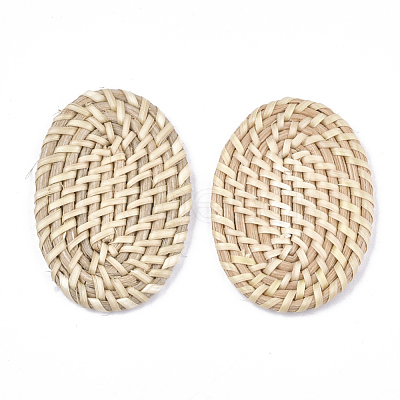 Handmade Reed Cane/Rattan Woven Beads WOVE-T006-087-1