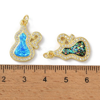 Brass Micro Pave Cubic Zirconia Pendants KK-A197-30G-1