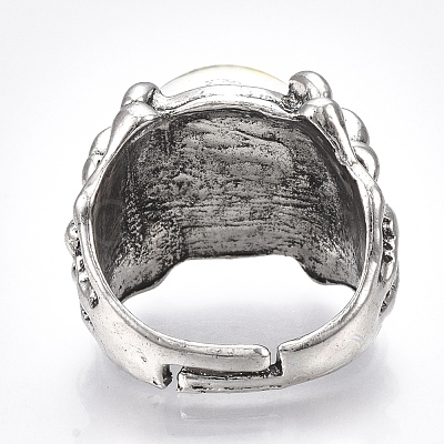 Adjustable Alloy Glass Finger Rings RJEW-T006-02C-1