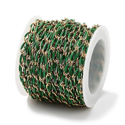 Ion Plating(IP) 304 Stainless Steel Enamel Twisted Oval Link Chains CHS-K019-02G-03-1