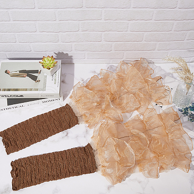 Polyester Ruffle Layered Patchwork Leg Sleeves AJEW-WH20042-75B-1
