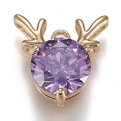 Golden Plated Brass Micro Pave Cubic Zirconia Charms ZIRC-H105-01-1