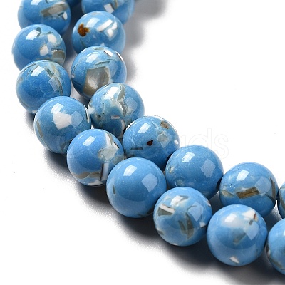Synthetic Turquoise and Sea Shell Assembled Beads Strands G-D482-01B-04-1