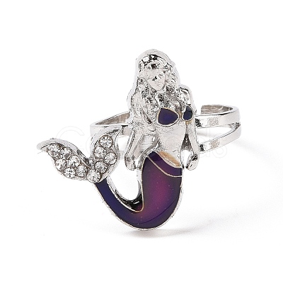 Glass Mermaid Mood Ring RJEW-C031-05P-1
