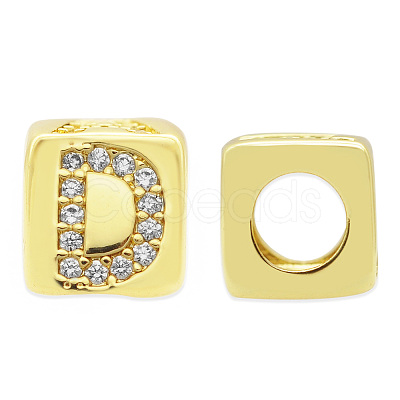 Brass Micro Pave Clear Cubic Zirconia European Beads KK-T030-LA842-DX3-1
