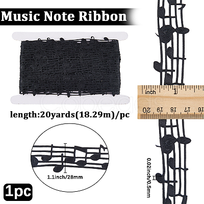 20 Yards Polyester Musical Note Lace Trim Ribbon OCOR-GF0004-44B-1