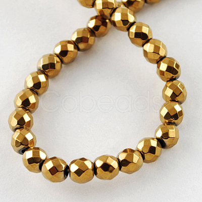 Non-magnetic Synthetic Hematite Beads Strands G-Q890-6mm-3-1