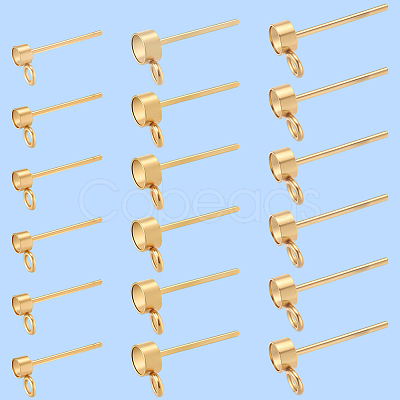 60Pcs 3 Style 304 Stainless Steel Stud Earring Findings STAS-BBC0007-45-1