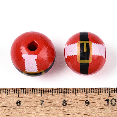 Christmas Spray Painted Schima Wood Beads WOOD-T032-38A-1