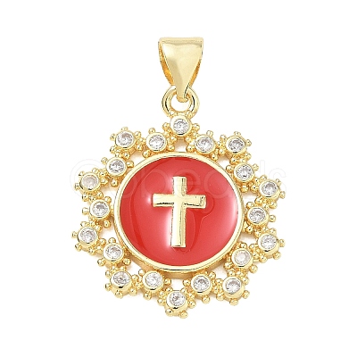 Religion Cross Brass Micro Pave Clear Cubic Zirconia Pendants CU-CBA83A6-03D-G-1
