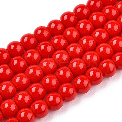 Opaque Solid Color Glass Beads Strands X-GLAA-T032-P6mm-04-1