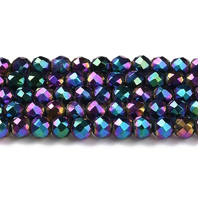 Electroplate Glass Beads Strands X-GLAA-H021-01B-FP11-1
