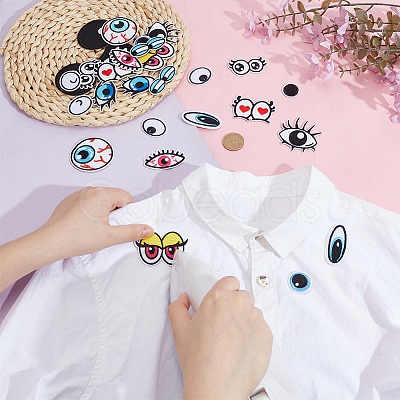 15 Styles Eye Computerized Embroidery Polyester Iron on/Sew on Patches PATC-NB0001-62-1