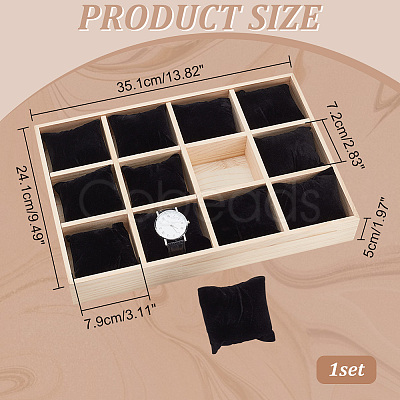 12 Slots Wooden Watch Organizer Trays AJEW-WH0471-143A-1