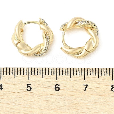 Brass Clear Cubic Zirconia Hoop Earrings EJEW-Q014-29G-1