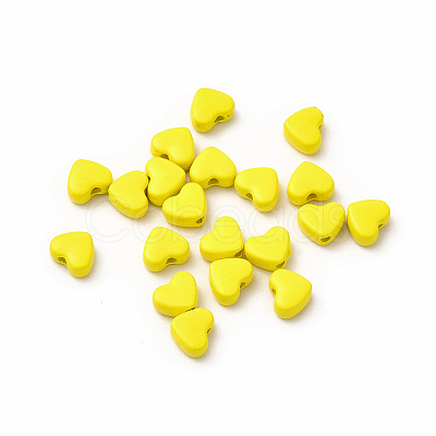 Heart Spray Painted Alloy Beads FIND-G053-01F-1