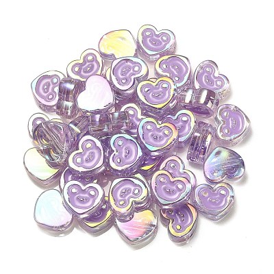 UV Plating Rainbow Iridescent Acrylic Enamel Beads OACR-G012-12E-1
