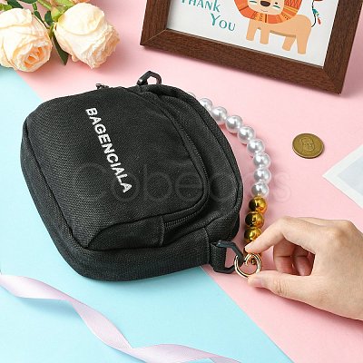 Plastic Imitation Pearl Bead Bag Extension Chains FIND-CJ00003-1