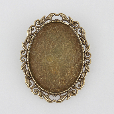 Vintage Alloy Brooch Cabochon Bezel Settings PALLOY-N0085-15AB-NF-1