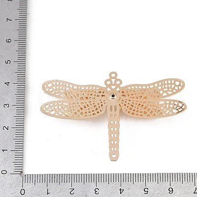 Brass Crystal Rhinestone Hollow 3D Dragonfly Connector Charms KK-A261-07KCG-1