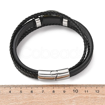 Natural Moss Agate & Braided Microfiber Leather Multi-strand Bracelets for Women Men GG-CBAEA55-01B-1