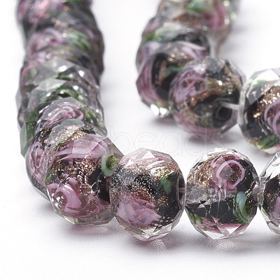 Handmade Gold Sand Lampwork Beads Strands LAMP-R141-8mm-03-1