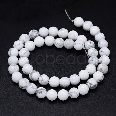 Round Natural Howlite Bead Strands G-F222-14-8mm-1