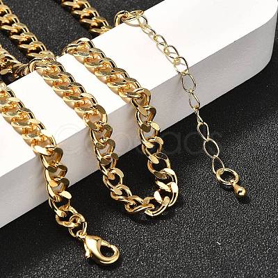 Brass Cuban Link Chain Necklaces for Women NJEW-U022-01G-1