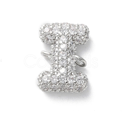 Brass Micro Pave Cubic Zirconia Letter Links KK-I717-04I-P-1