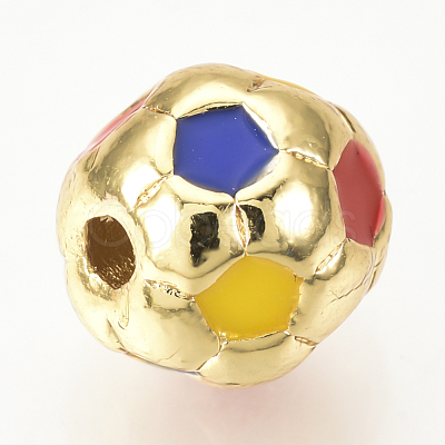 Brass Enamel Beads KK-Q738-10mm-01G-1