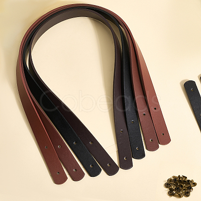 8 Bags 3 Colors PU Leather Bag Handles FIND-CL0001-08-1